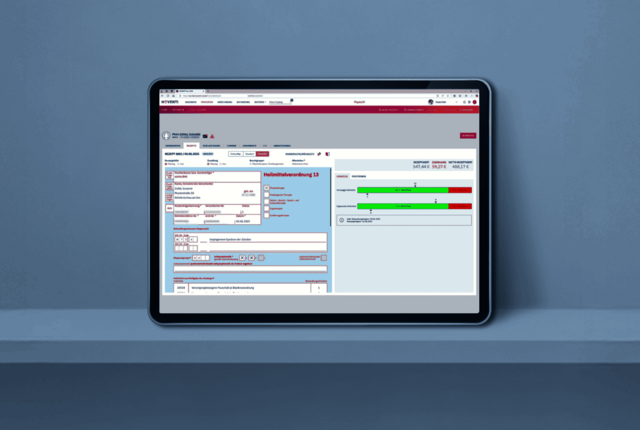 Digitale Rezeptansicht mit Blankoverordnung in der Physiotherapie – Screenshot aus dem Abrechnungssystem von azh