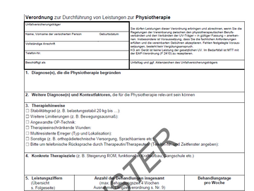 Abbildung Verordnung zur Durchführung von Leistungen zur Physiotherapi