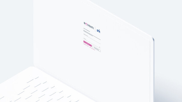 Notebook mit Abbildung Anmeldescreen Kundenlogin zrk