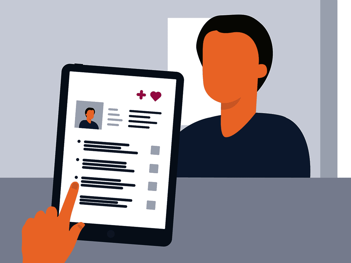 Grafik digitale Patientenakte auf Tablet – elektronische Patientenakte (ePA) für Physiotherapie und Logopädie in der Telematikinfrastruktur nutzen