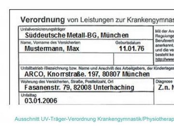 Ausschnitt UV-Träger-Verordnung Krankengymnastik/Physiotherapie – die wichtigsten Formalien