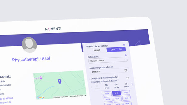 Übersicht Online-Terminbuchung in NOVENTI Ora