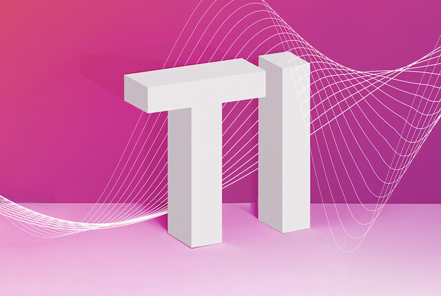 Visualisierung der Telematikinfrastruktur mit 3D-TI-Buchstaben und digitalen Netzwerk-Linien als Keyvisual der TI-Anbindung mit NOVENTI