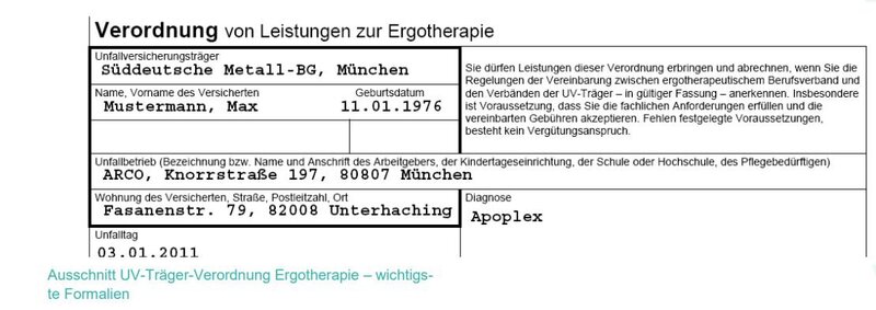 Ausschnitt UV-Träger-Verordnung Ergotherapie – wichtige Formalien