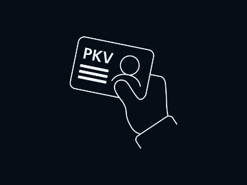 Vektorgrafik Hand hält private Krankenversicherungskarte – NOVENTI Abrechnung PKV