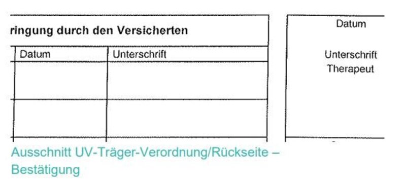 Ausschnitt UV-Träger-Verordnung/Rückseite Bestätigung