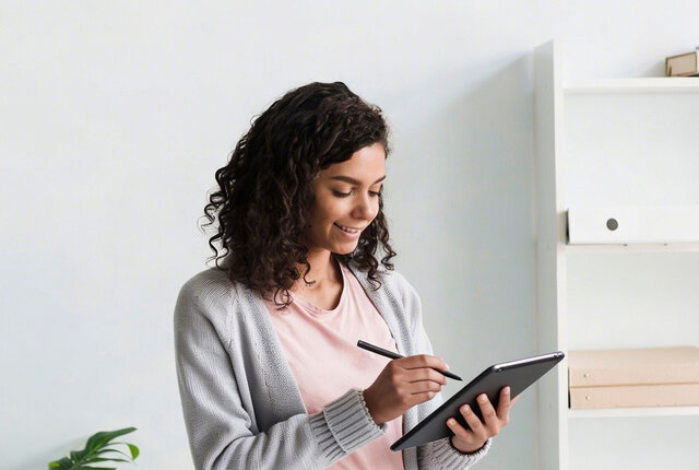 Therapeutin arbeitet in der Praxis am Notebook – Symbolbild für Absetzungsgründe