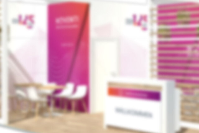 Verschwommene Ansicht vom Noventi Messestand