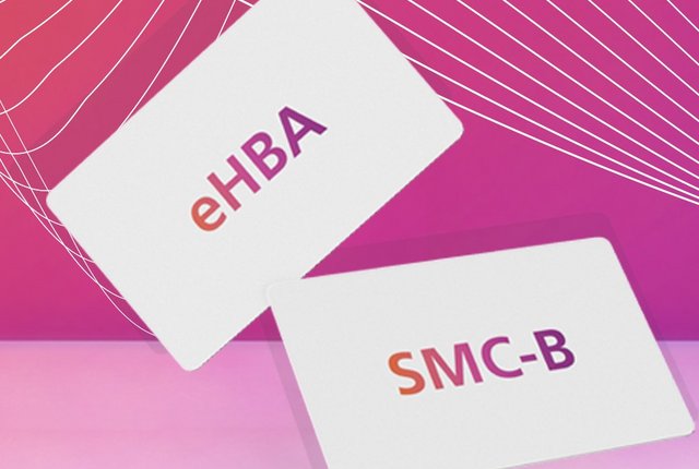 Vektografik Karte eHBA und SMC-B Symbolbild für eHBA & SMC-B-Bestellhilfe für Heilmittelerbringende